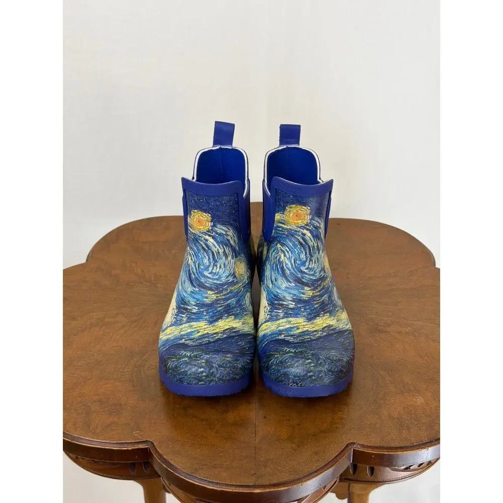 NIB Galleria Rain Boot Van Gogh Starry Night Chelsea Rainboot #0598 SZ 8 - Picture 3 of 8